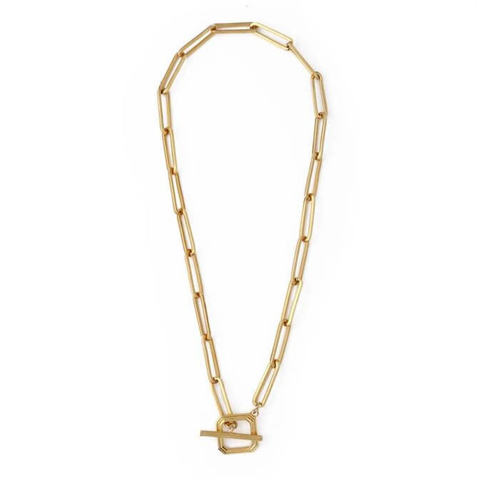 Orelia London Jewellery Linear Square T-Bar Gold Necklace